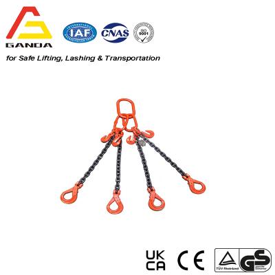 G80 40t 4-Leg Adjusters chainsling With Safety Hooks